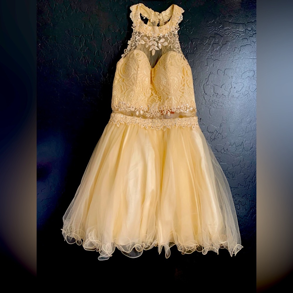 Womans light gold dress, size M